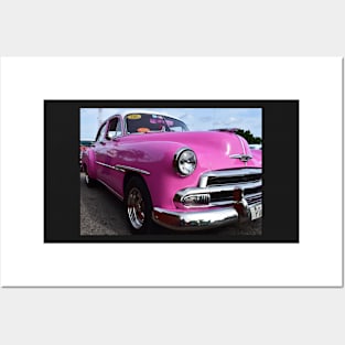 Big Pink Classic Car in Cuba Posters and Art